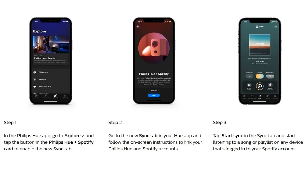 Spotify Philips Hue screens