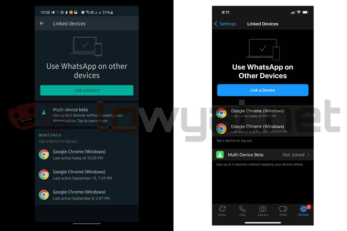 WhatsApp Multi-Device feature beta Android iOS