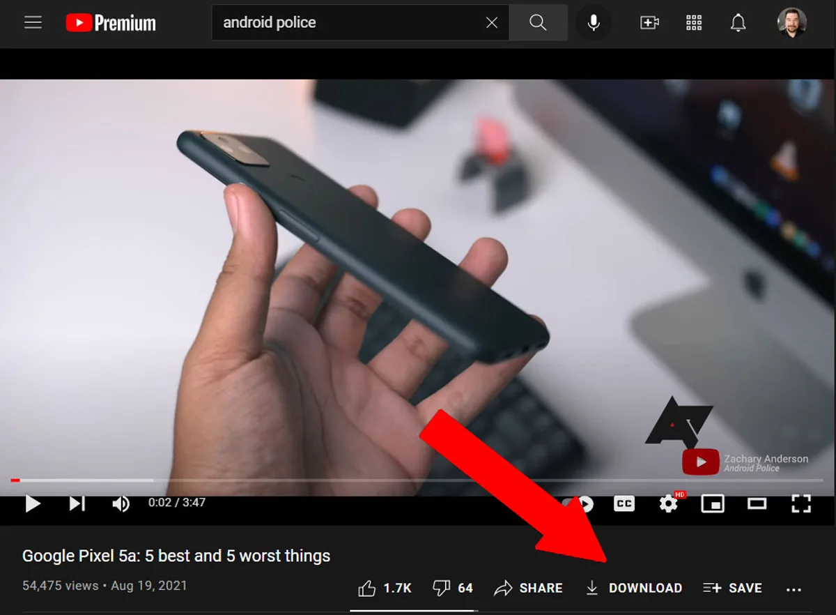 YouTube Premium Download Feature Desktop Test