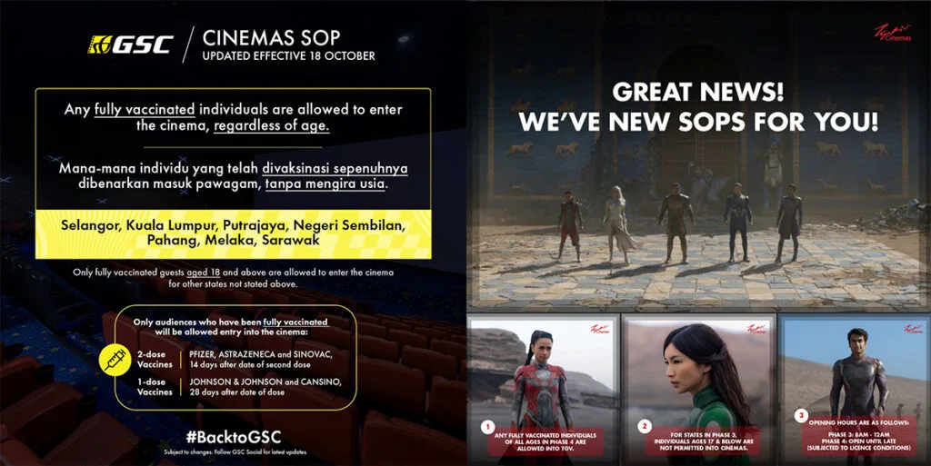 Cinemas TGV and GSC allow vaccinated teens