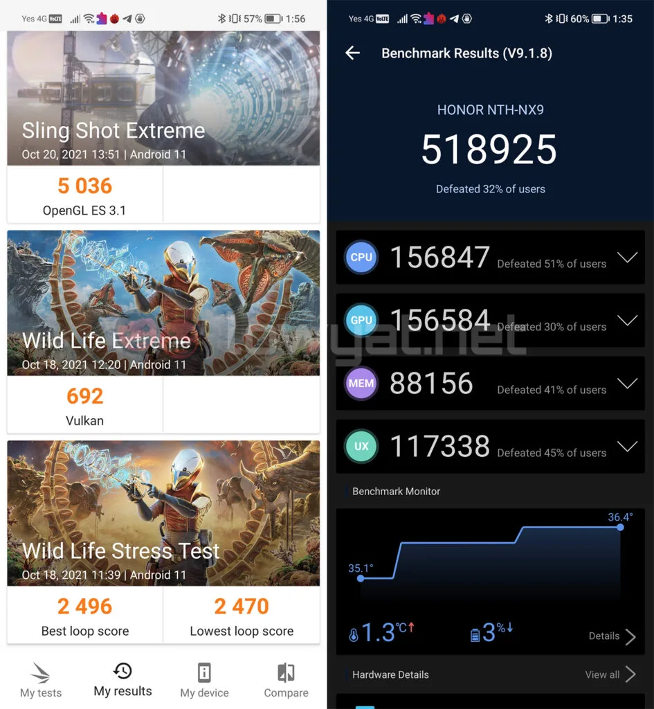 HONOR 50 gaming benchmarks