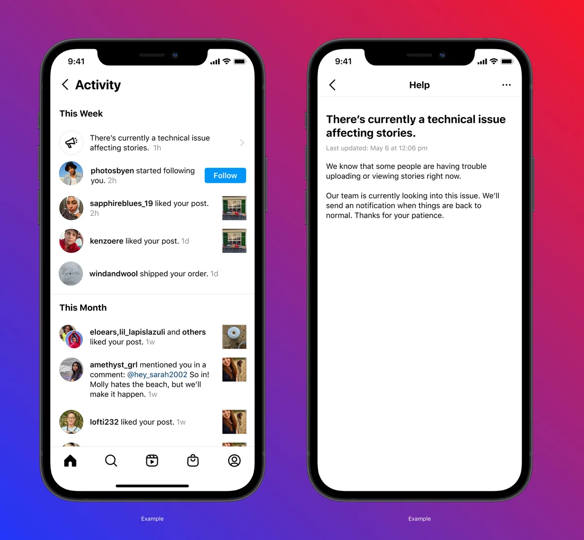 Instagram notifications technical difficulties