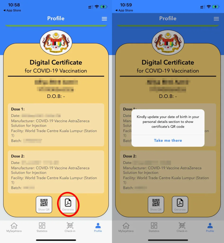 Mysejahtera Vaccine certificate Update
