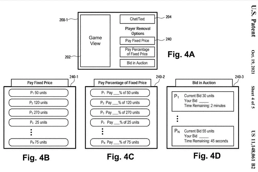 Sony spectator vote patent bidding menu