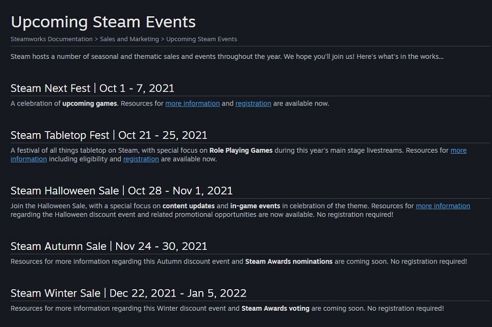 Steam upcoming sales 2021