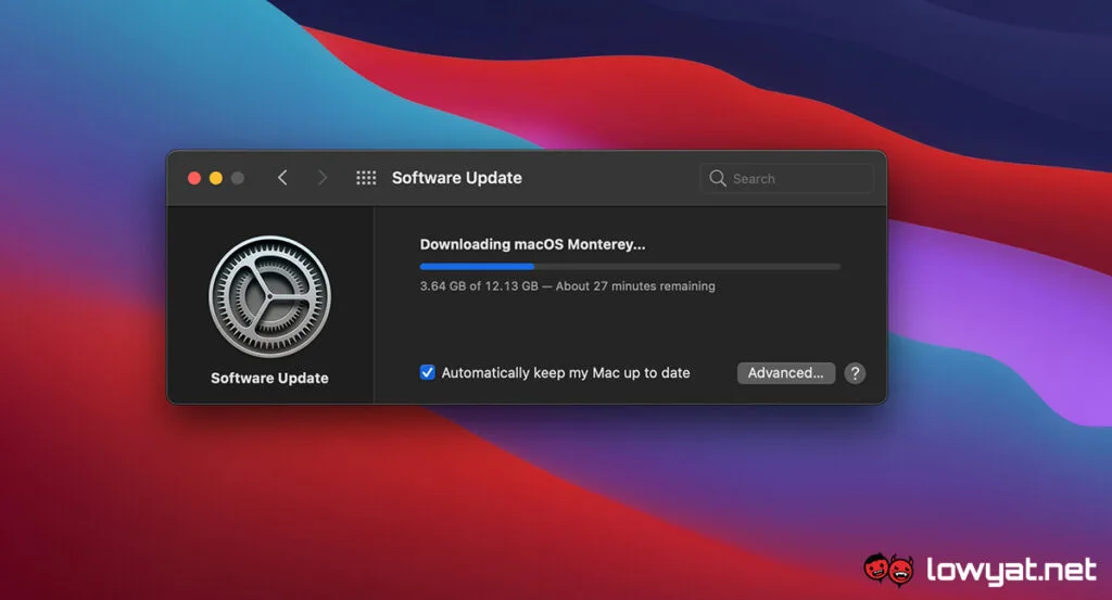 macOS monterey update size