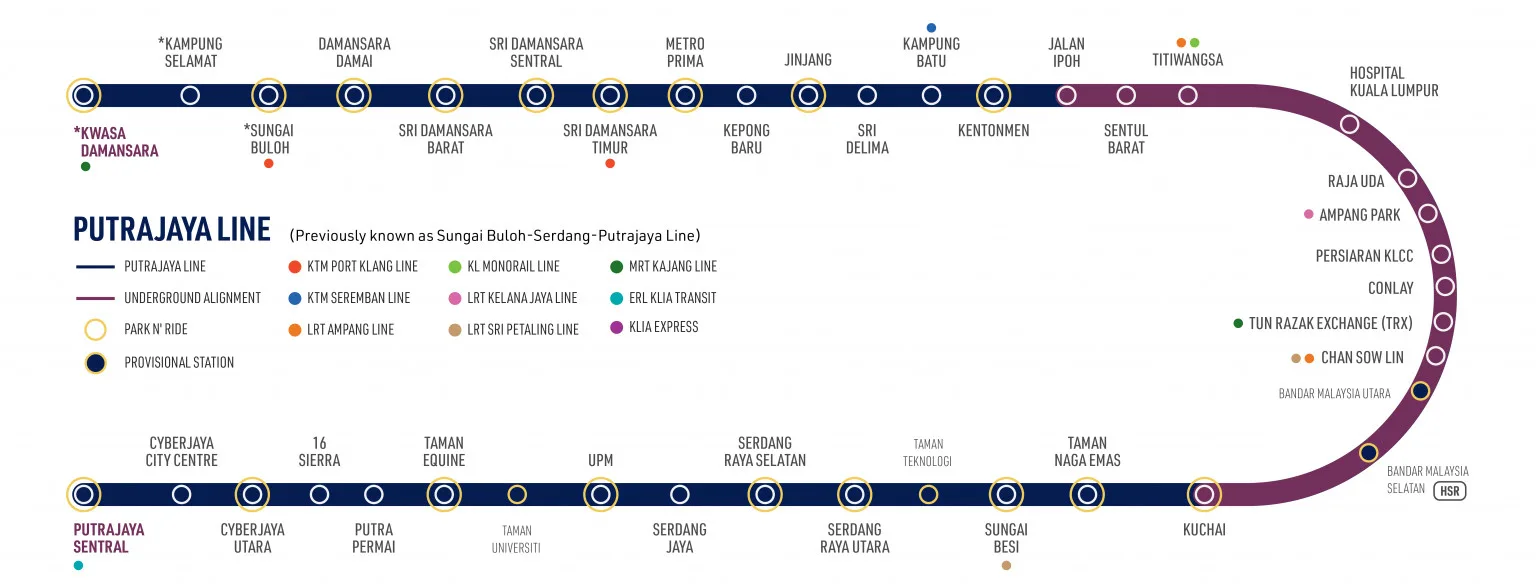 MRT Putrajaya Line map