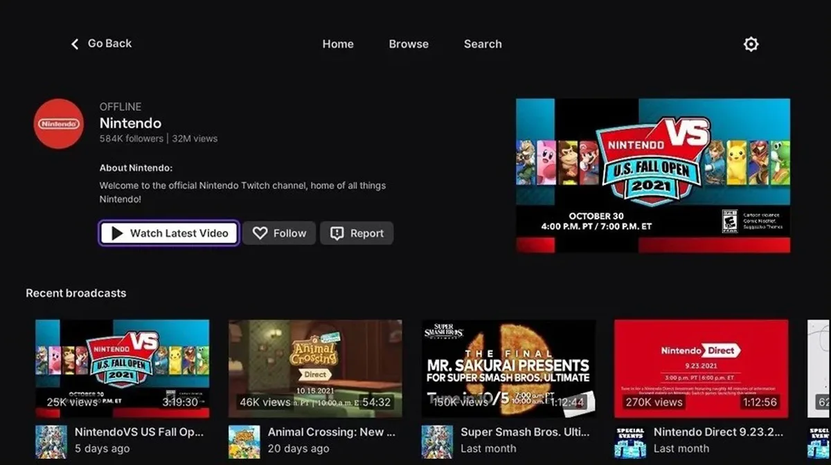 Twitch app Nintendo Switch