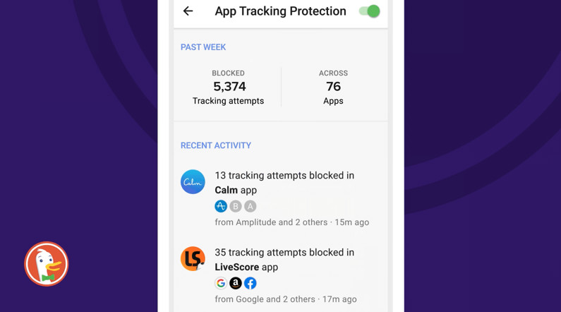 duckduckgo App Tracking Protection tool