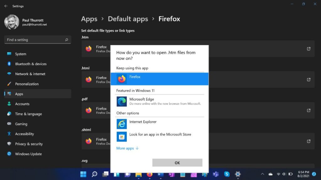 windows 11 firefox default browser