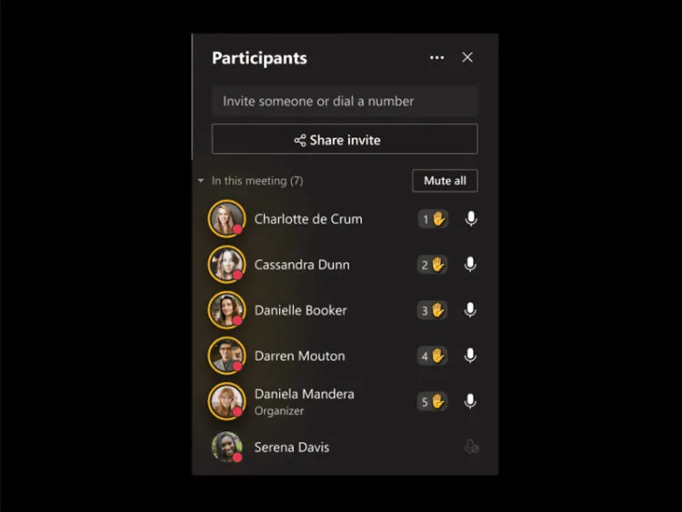 microsoft teams raise hand order