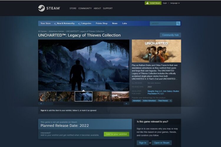 Uncharted Steam