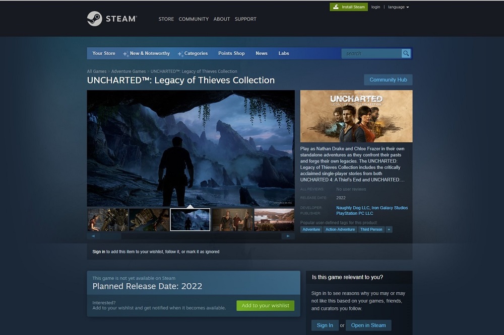 Belum Dipetakan: Halaman Steam Legacy Of Thieves Sekarang Online