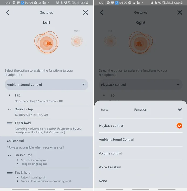 JBL Tour Pro+ gesture control select