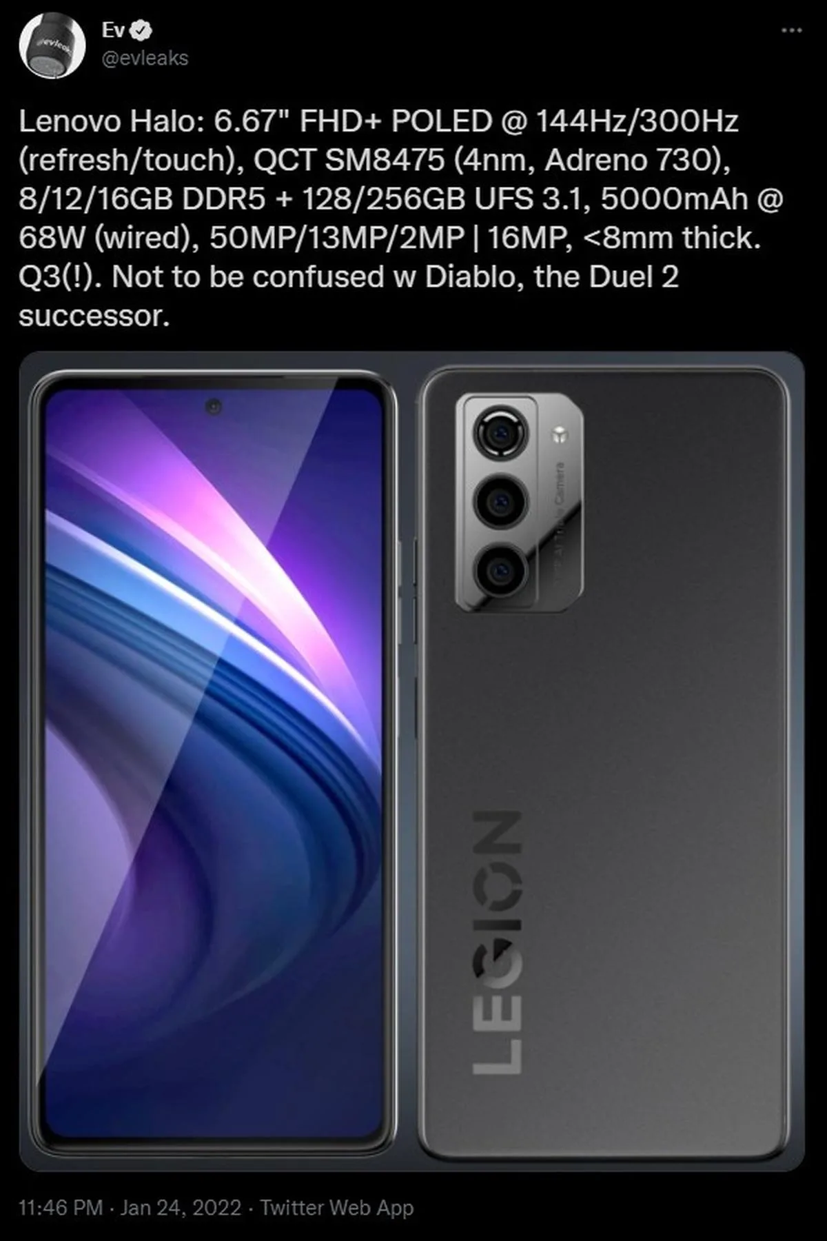 Lenovo Legion Halo gaming smartphone leaks