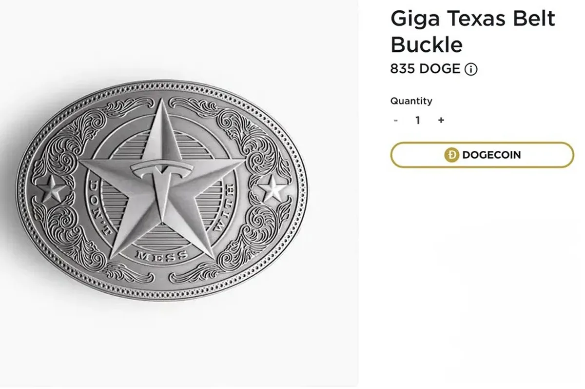 Tesla Dogecoin payment cryptocurrency merchandise