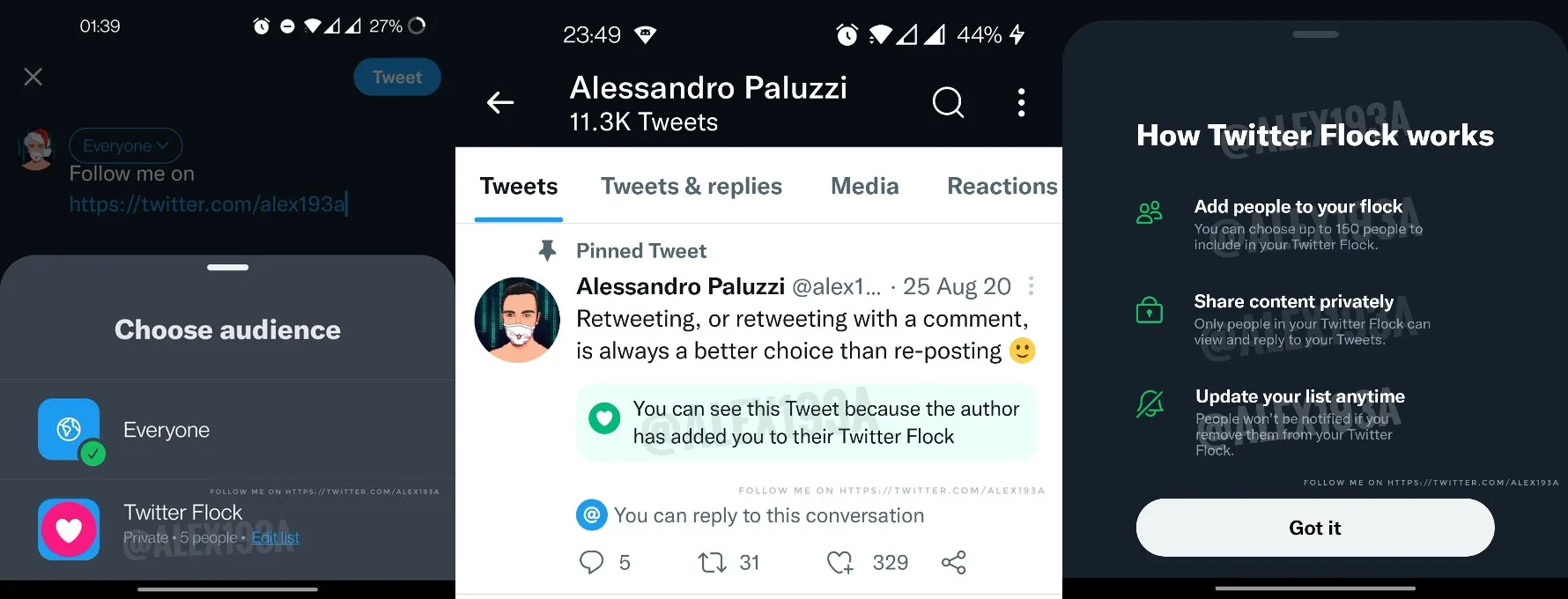 Twitter flock trusted friends visibility