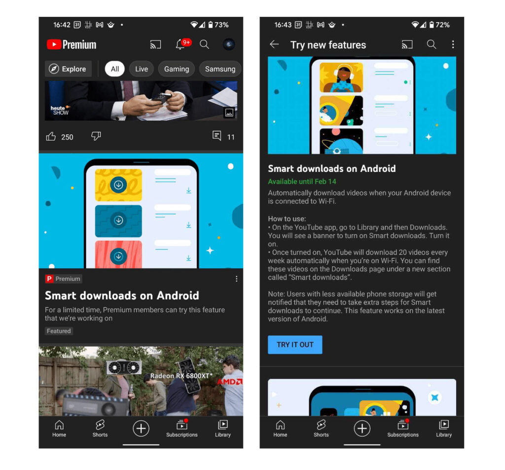 YouTube Testing Smart Downloads Feature For Its Android App In Europe