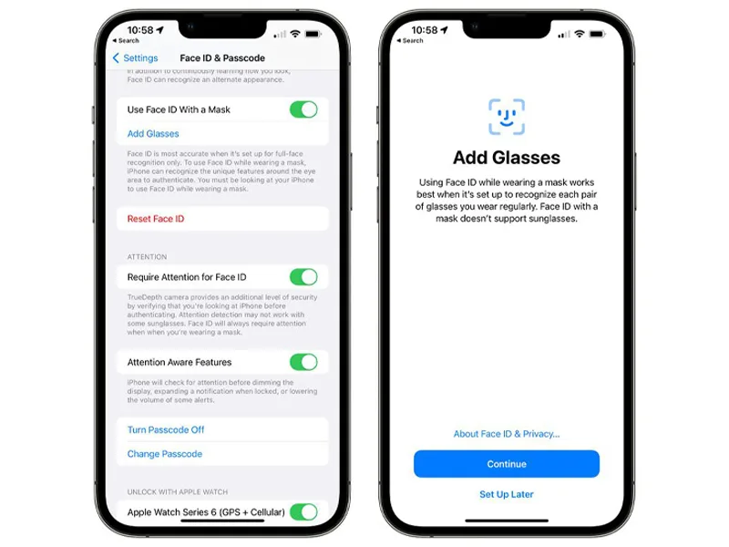 ios iphone face id mask glasses