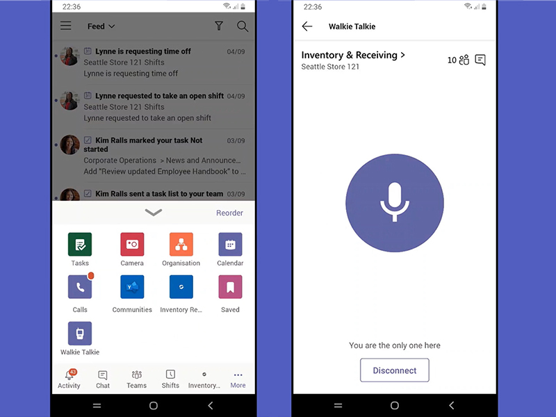 microsoft teams walkie talkie app