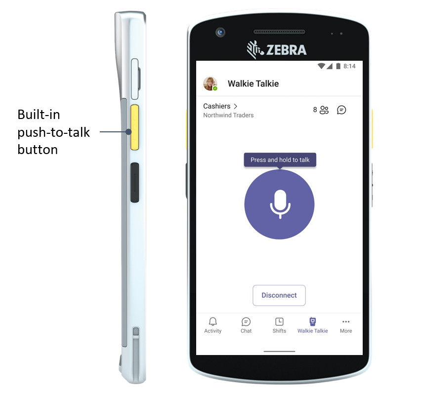 microsoft teams walkie talkie zebra