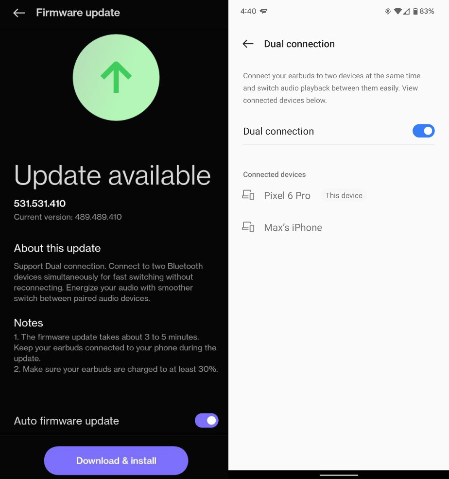 oneplus buds pro dual connection update