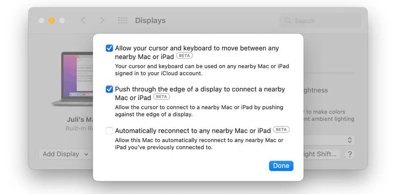 universal control settings