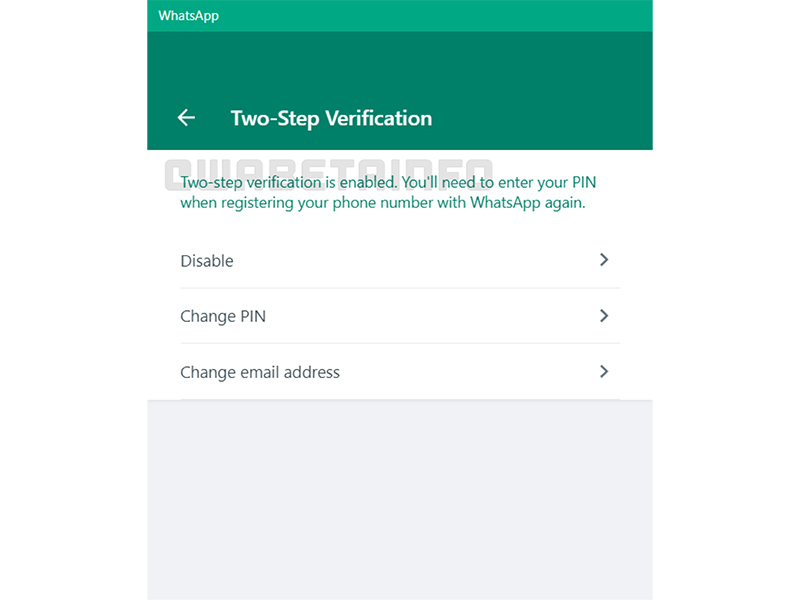Web de bureau de vérification en deux étapes WhatsApp