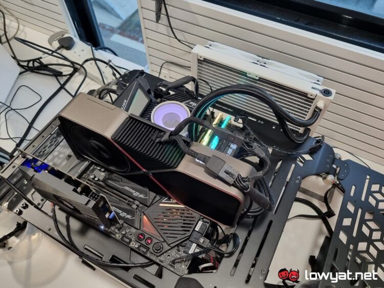 The NVIDIA GeForce RTX 3090 FE in use.
