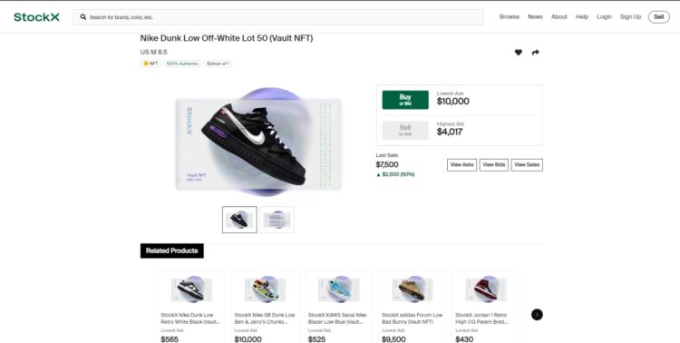Nike StockX Unauthorised NFT NFTs lawsuit shoes