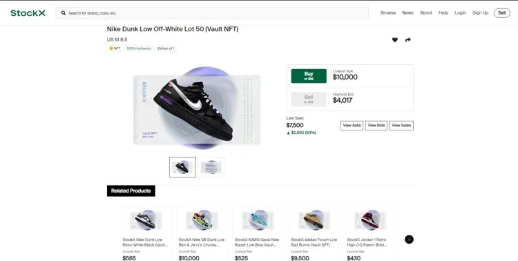 Nike StockX Unauthorised NFT NFTs lawsuit shoes