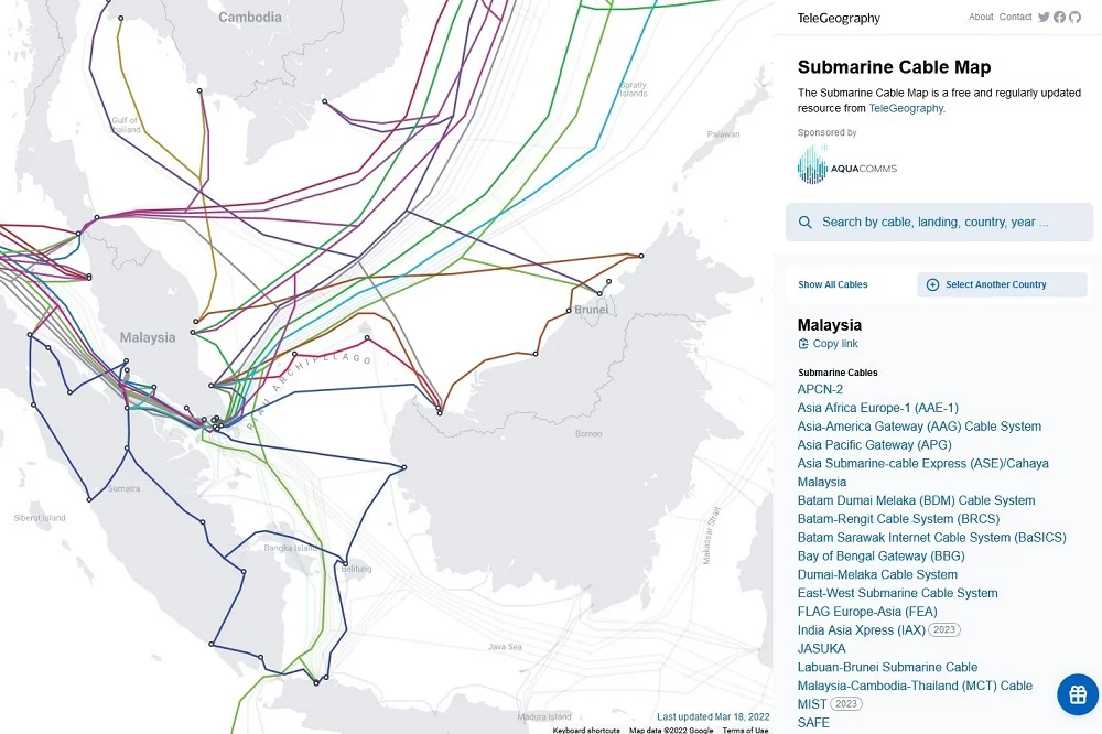 Malaysia undersea cable map