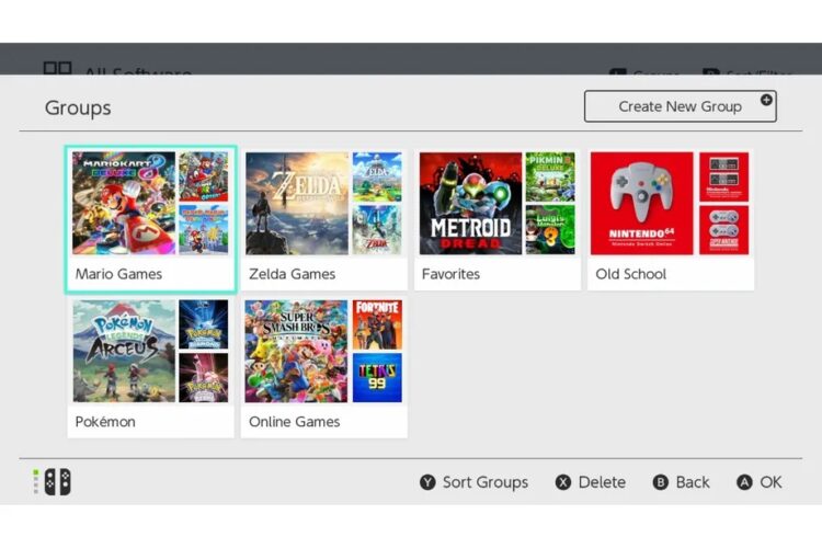 Nintendo Switch update groups