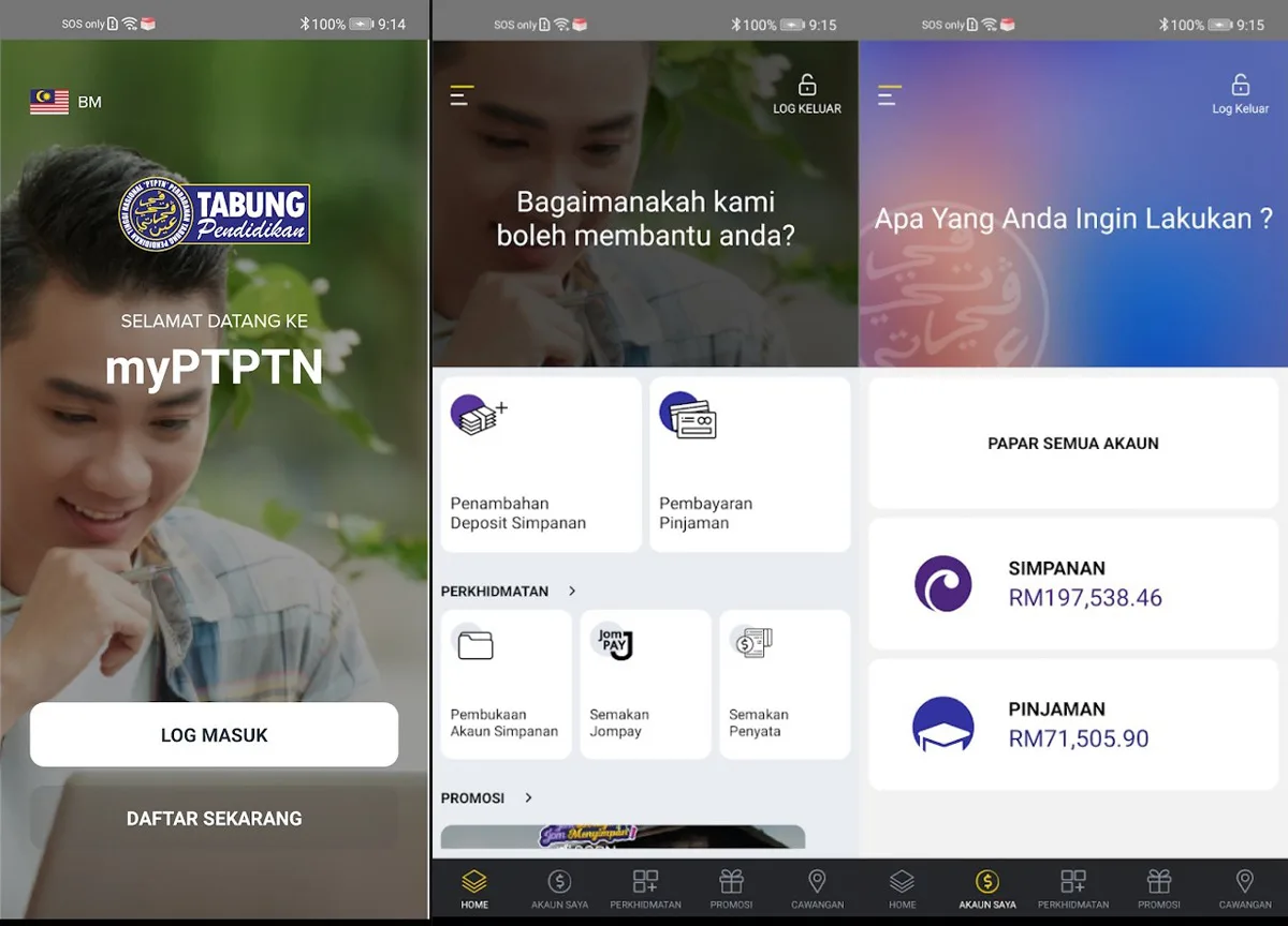 PTPTN myPTPTN mobile app services