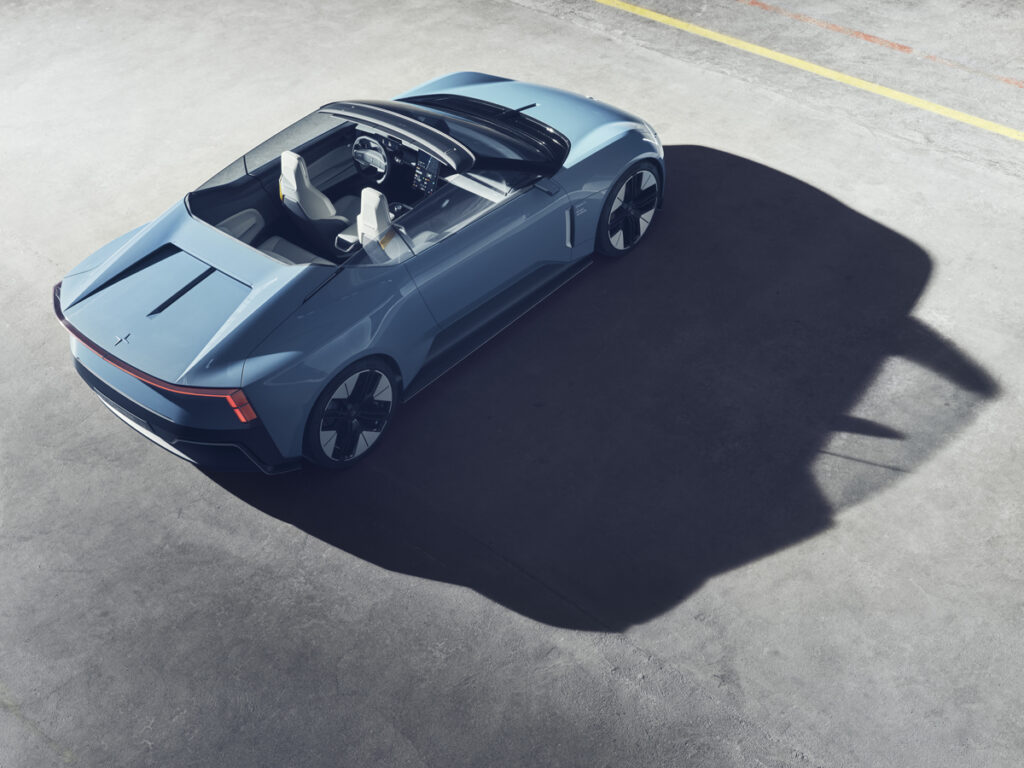 Polestar O2 Concept EV coupe convertible drone