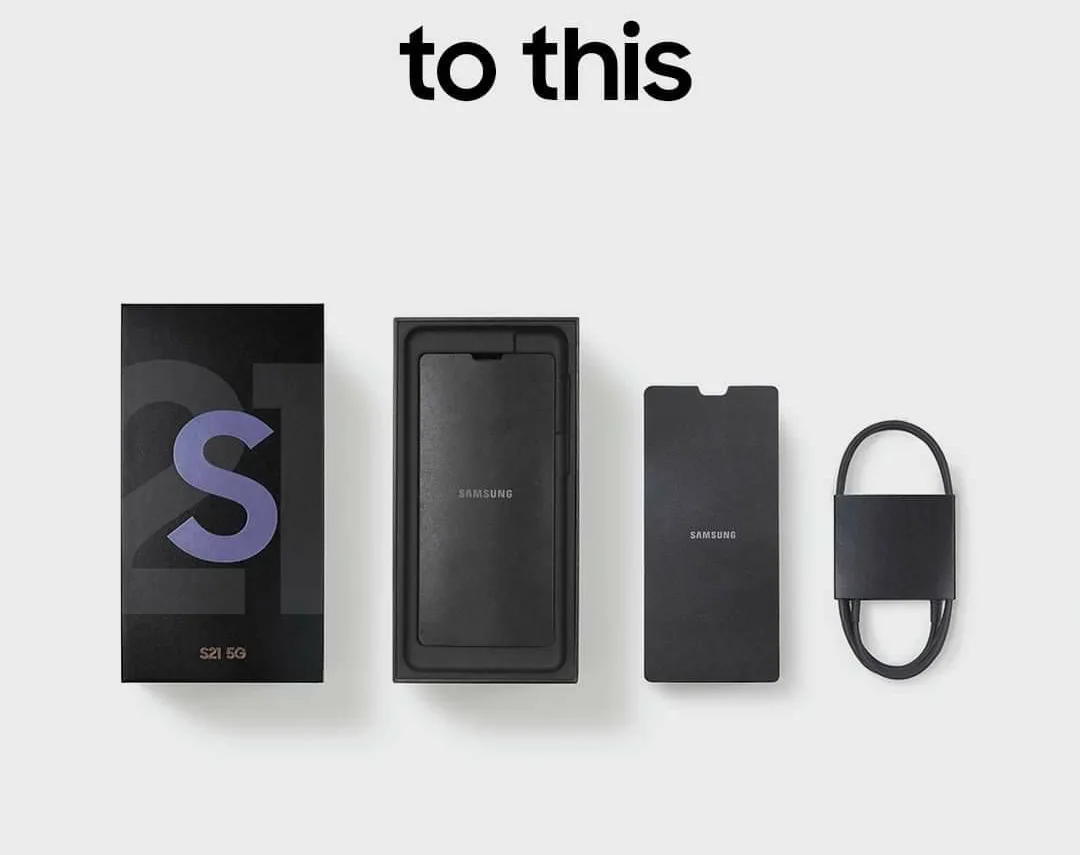 Samsung Galaxy S21 packaging without a charger