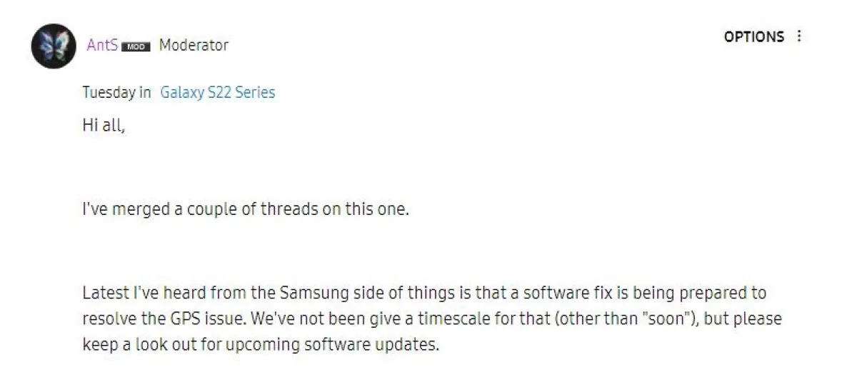 Samsung Galaxy S22 Ultra GPS support issue