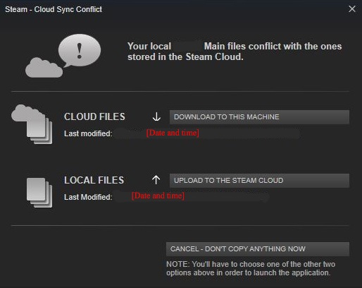 Steam cloud save sync error