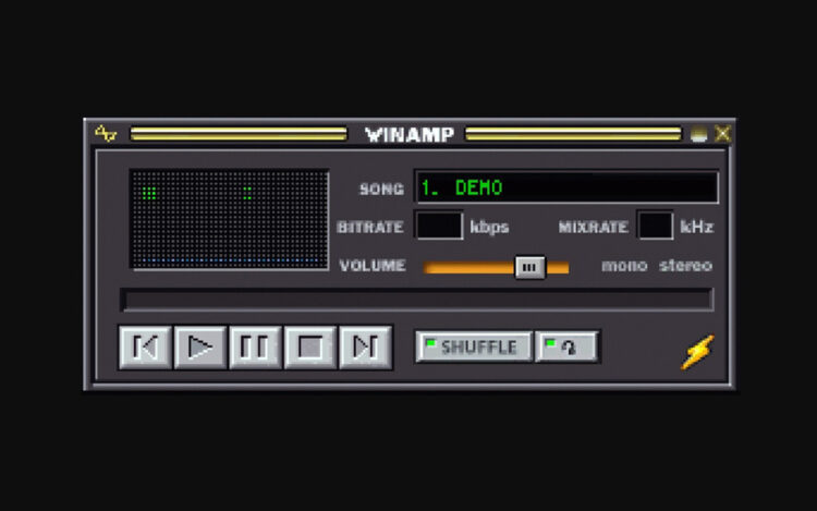 Winamp classic skin interface NFT auction OpenSea
