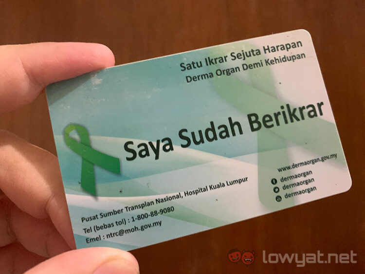malaysia organ donation card