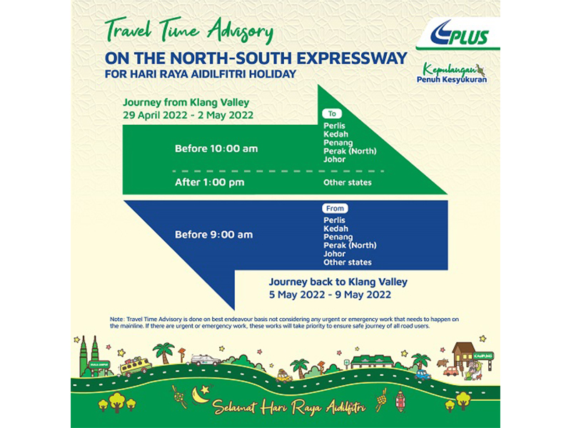 plus highway expressway raya tta travel time advisory