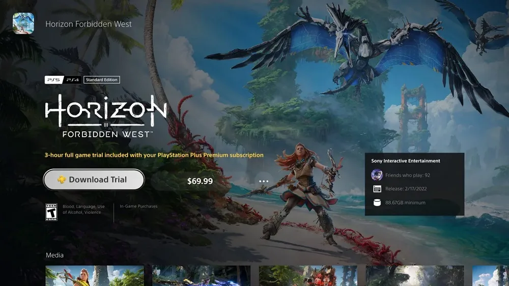 PS Plus limited game trial Horizon Forbidden West