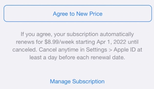Apple permet désormais aux applications d’augmenter automatiquement les prix des abonnements
