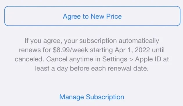 apple subscription price increase