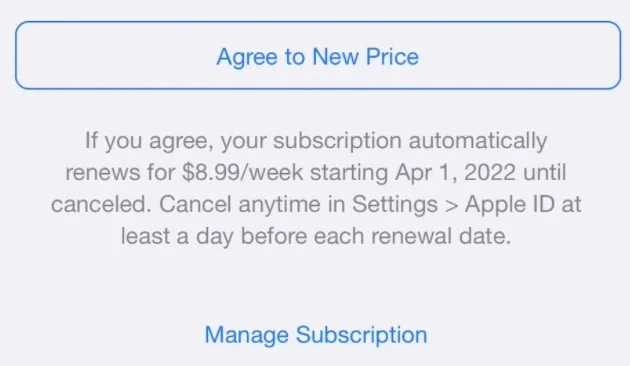 apple subscription price increase