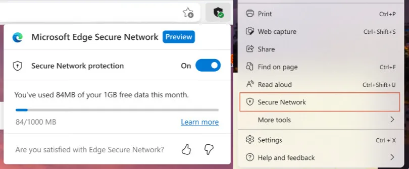 microsoft edge secure network vpn