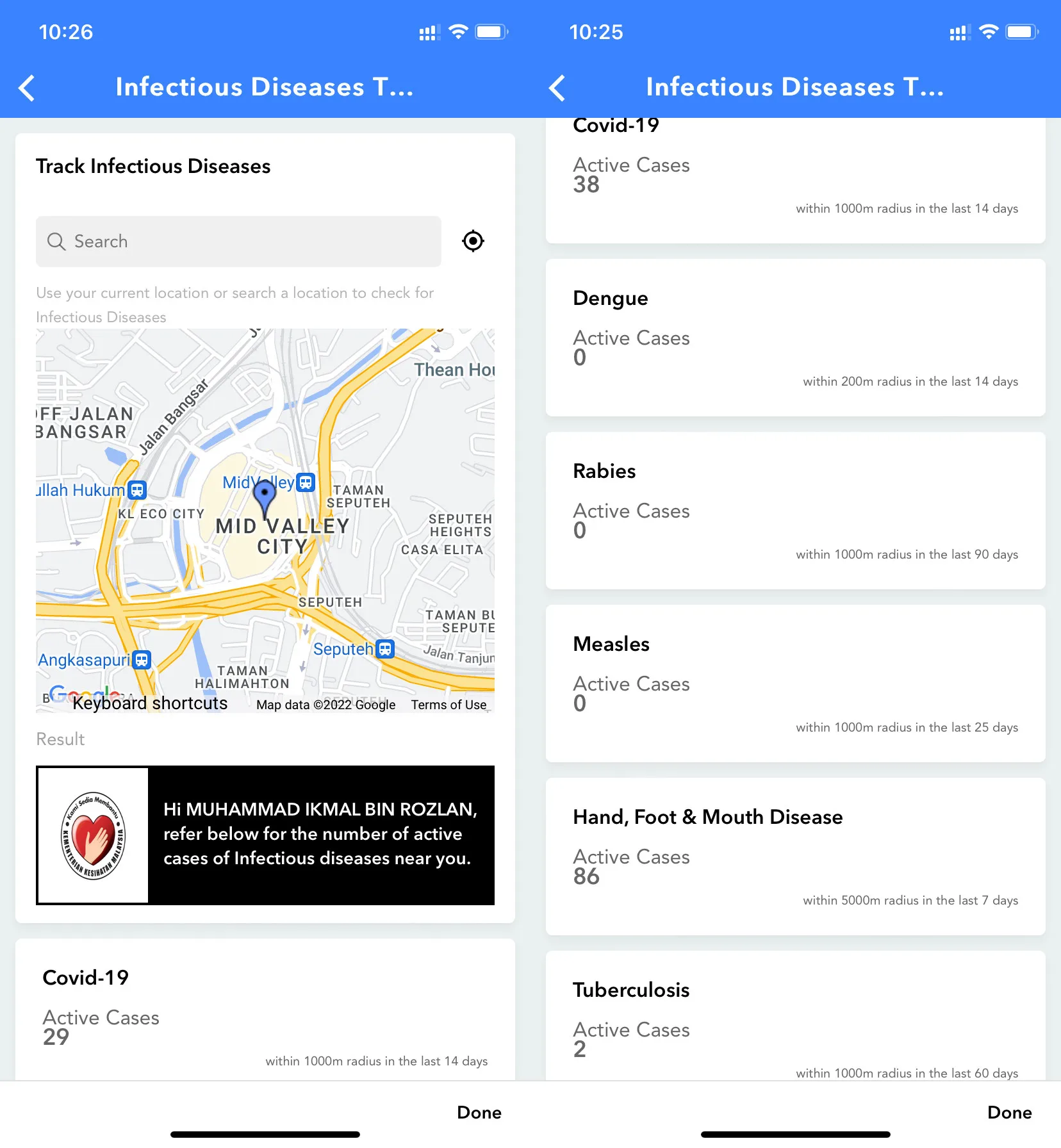 mysejahtera infectious disease tracker