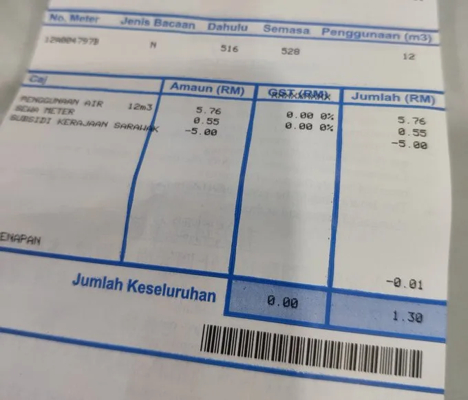 sarawak water bill utility