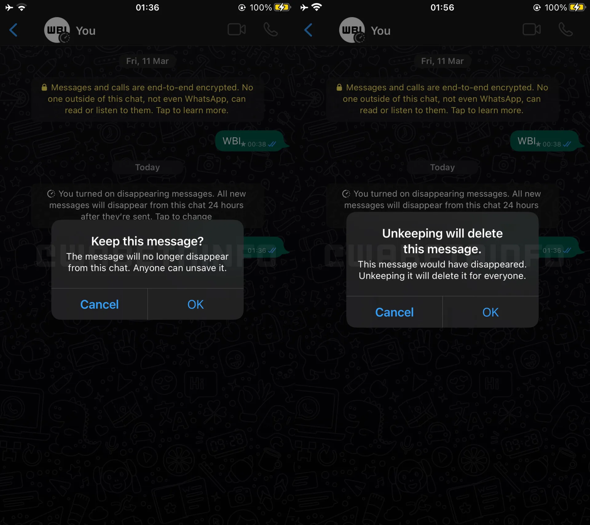 whatsapp keep disappearing messages