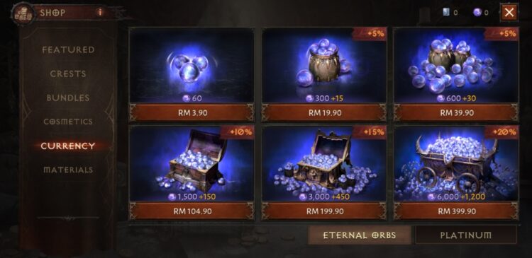 Diablo Immortal cash shop